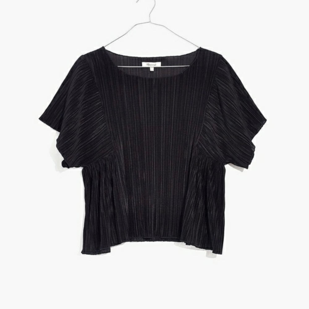 Madewell Texture and Thread Flowy Top in Black